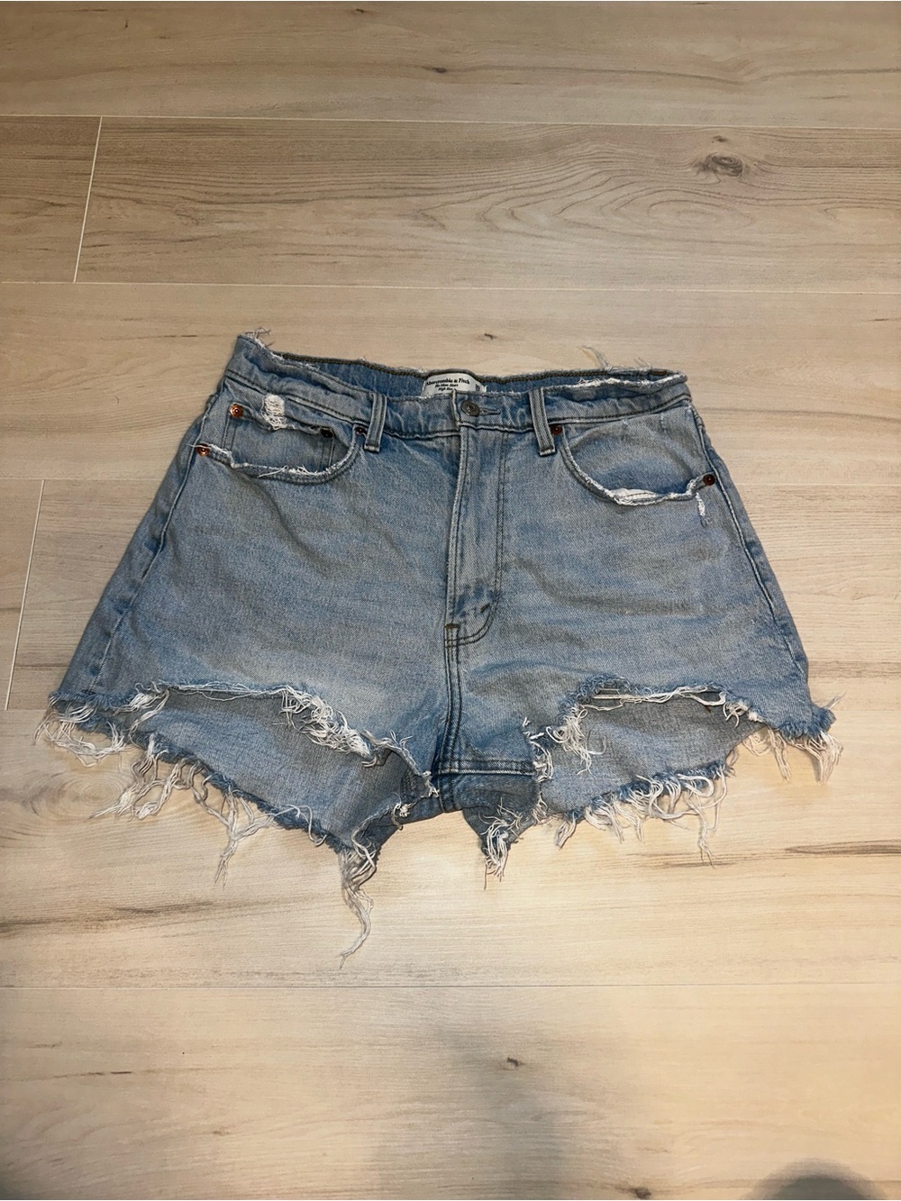 Abercrombie & Fitch Distressed Light Blue Denim Jean Shorts